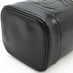 Chanel CC Logo Vanity Handbag Makeup Pouch Cosmetic Enamel Patent Leather Black — view 3