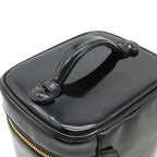 Chanel CC Logo Vanity Handbag Makeup Pouch Cosmetic Enamel Patent Leather Black — view 4