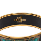 Hermes Enamel GM Cloisonne Bracelet Bangle Gold Black Plated — view 4