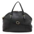 Gucci Micro Guccissima Tote 2-Way Shoulder Bag Crossbody Leather Black Gold