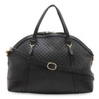 Gucci Micro Guccissima Tote 2-Way Shoulder Bag Crossbody Leather Black Gold