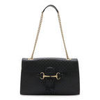 Gucci Micro Guccissima Emily Horsebit Chain Shoulder Bag Tassel Leather Black