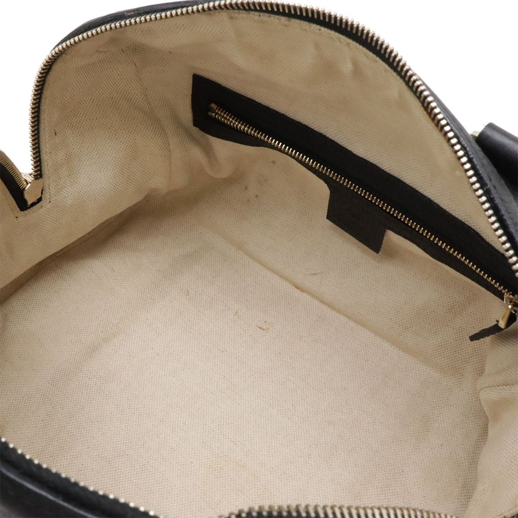 Gucci Sherry Line Mini Boston Bag Leather Black Green — view 7