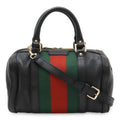 Gucci Sherry Line Mini Boston Bag Leather Black Green