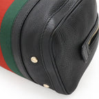 Gucci Sherry Line Mini Boston Bag Leather Black Green — view 3