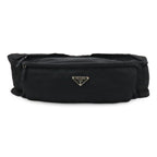 Prada Triangle Logo Belt Bag Waist Pouch Hip Nylon Black Silver