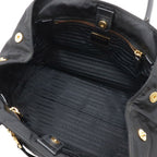 Prada Tote 2-Way Shoulder Bag Crossbody Nylon Leather Nero Black Gold — view 7