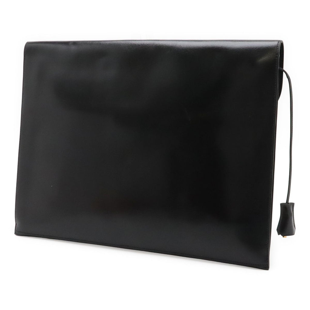 Hermes Kirius Clutch Business Box Calf Leather Black Gold — view 2