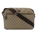 Gucci GG Plus Supreme Shoulder Bag Crossbody Leather Beige Brown Dark Gold