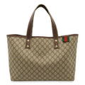 Gucci GG Supreme Sherry Line Tote Large Shoulder Bag Leather Beige Brown