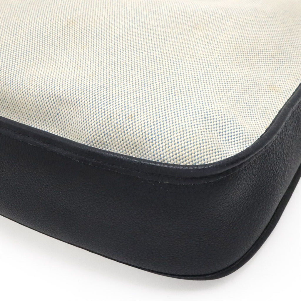Hermes Evelyne I 1 PM Shoulder Bag Toile Ash Canvas Natural Navy Silver — view 3