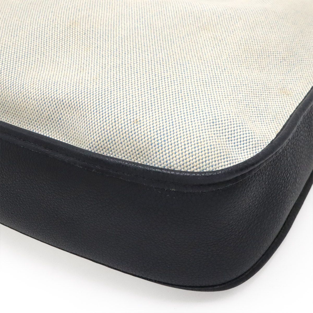 Hermes Evelyne I 1 PM Shoulder Bag Toile Ash Canvas Natural Navy Silver — view 3