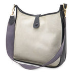 Hermes Evelyne I 1 PM Shoulder Bag Toile Ash Canvas Natural Navy Silver — view 2