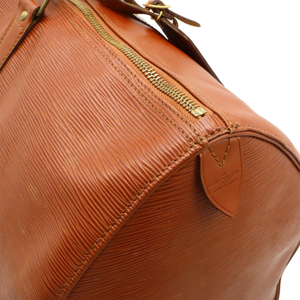Louis Vuitton Epi Keepall 50 Boston Bag Travel Purse Leather Kenya Brown Gold — view 9