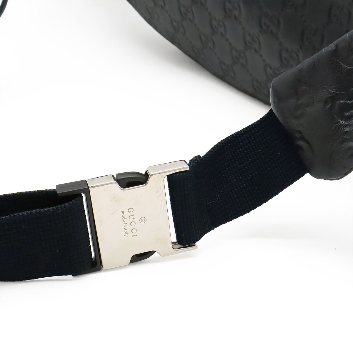 Gucci Guccissima Belt Bag Waist Pouch Hip Rubber Coating Leather Black Silver — view 4