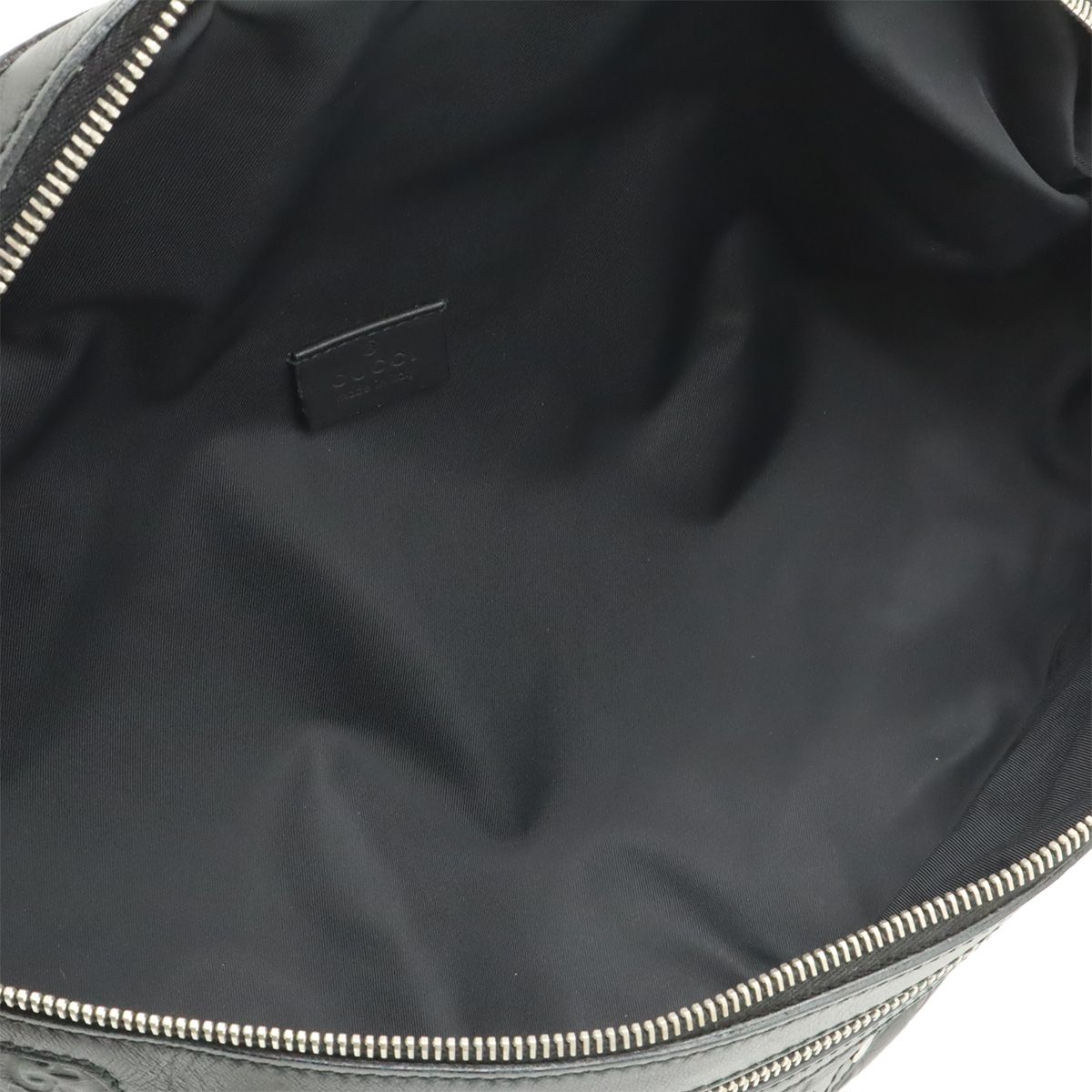 Gucci Guccissima Belt Bag Waist Pouch Hip Rubber Coating Leather Black Silver — view 6