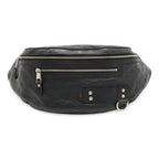 Gucci Guccissima Belt Bag Waist Pouch Hip Rubber Coating Leather Black Silver