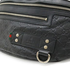 Gucci Guccissima Belt Bag Waist Pouch Hip Rubber Coating Leather Black Silver — view 8
