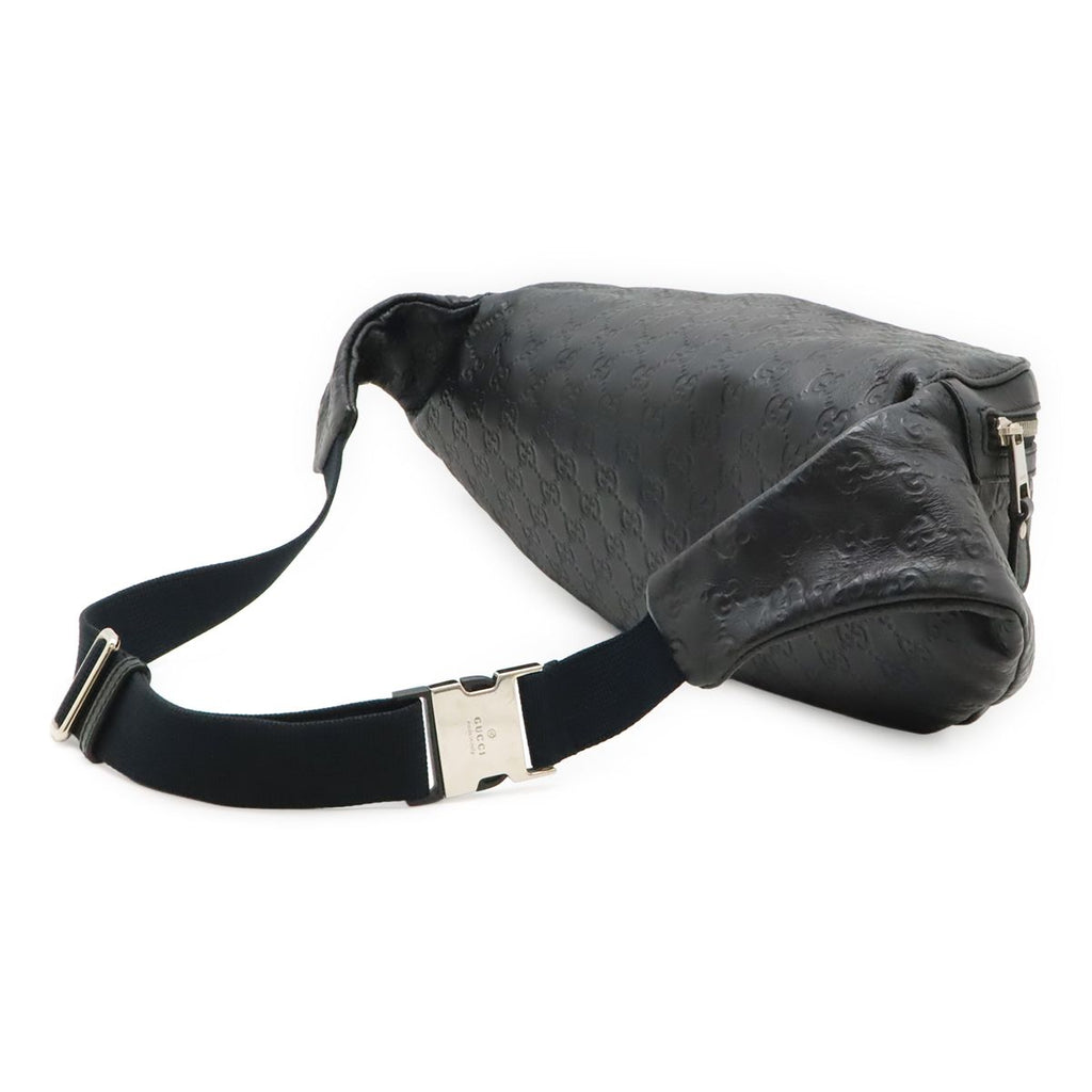 Gucci Guccissima Belt Bag Waist Pouch Hip Rubber Coating Leather Black Silver — view 2