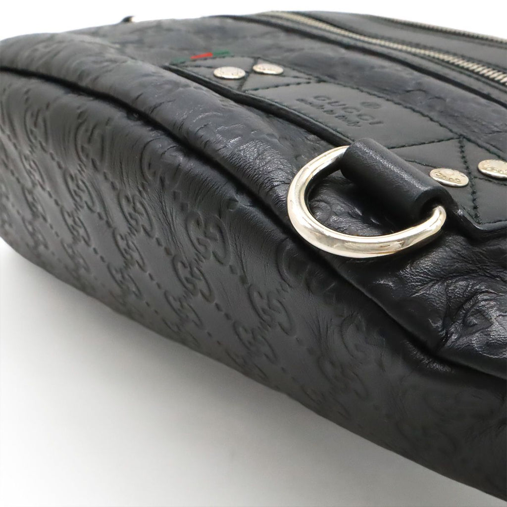 Gucci Guccissima Belt Bag Waist Pouch Hip Rubber Coating Leather Black Silver — view 3