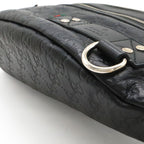 Gucci Guccissima Belt Bag Waist Pouch Hip Rubber Coating Leather Black Silver — view 3