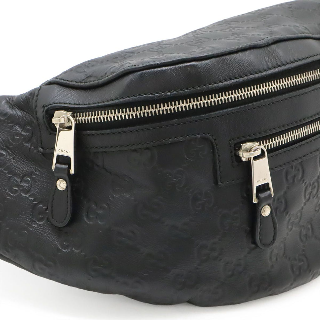 Gucci Guccissima Belt Bag Waist Pouch Hip Rubber Coating Leather Black Silver — view 5