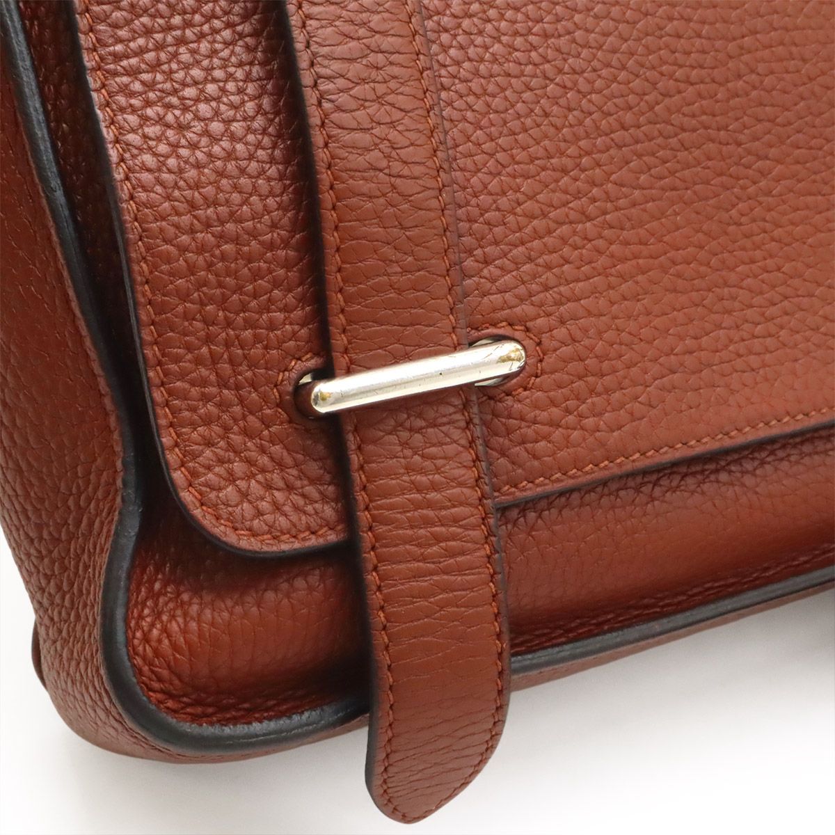 Hermes Steve Caporal 27 Shoulder Bag Crossbody Togo Leather Sienne Terracotta — view 6