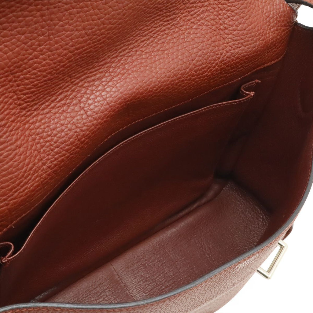 Hermes Steve Caporal 27 Shoulder Bag Crossbody Togo Leather Sienne Terracotta — view 8