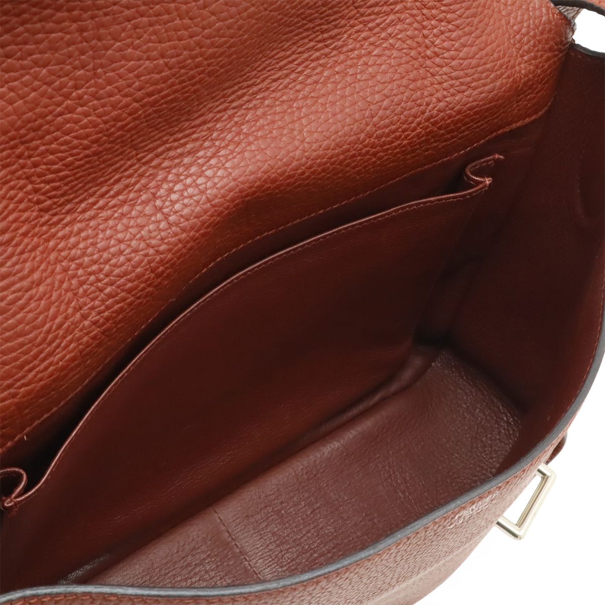 Hermes Steve Caporal 27 Shoulder Bag Crossbody Togo Leather Sienne Terracotta — view 8