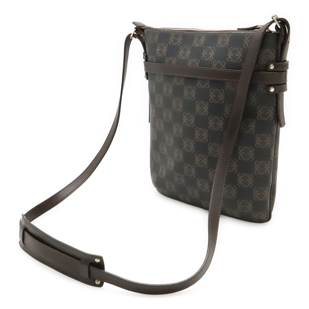 Loewe Repeat Anagram Shoulder Bag Crossbody Leather Black Dark Brown Silver — view 2