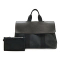 Hermes Valparaiso Tote Toilet Blanc Canvas Leather Black Pouch