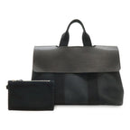 Hermes Valparaiso Tote Toilet Blanc Canvas Leather Black Pouch