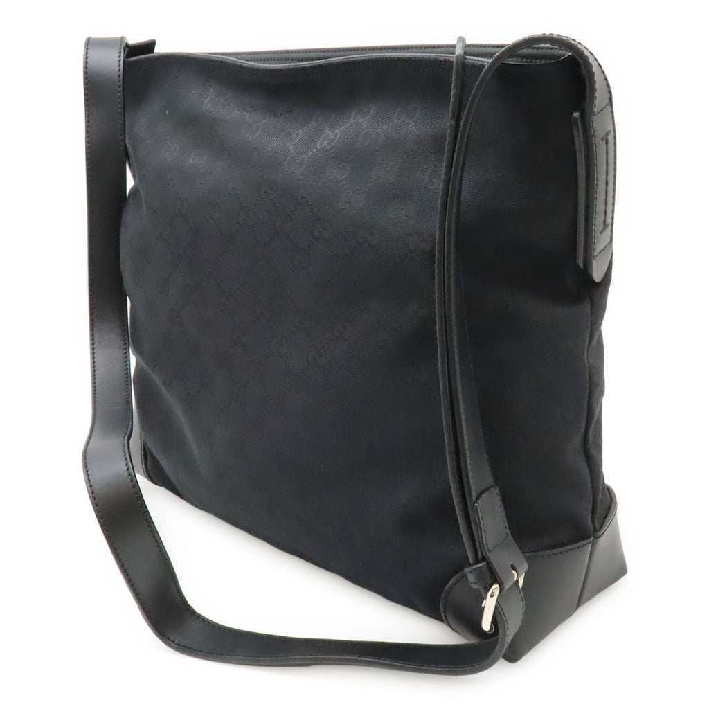 Gucci GG Canvas Sherry Line Shoulder Bag Crossbody Leather Black Green — view 2