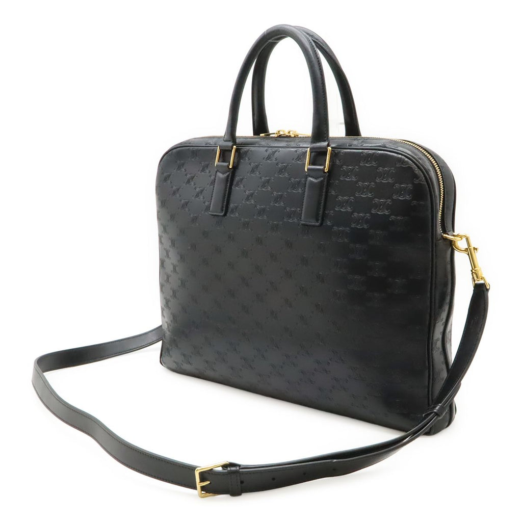 Celine Triomphe Briefcase Business Document Purse 2-Way Shoulder Bag Leather — view 2
