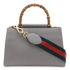 Gucci Nymphaea Bamboo Mini Bag 2-Way Leather Faux Pearl Gray Gold