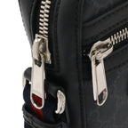 Gucci GG Supreme Web Line Messenger Bag Pochette Leather Black Dark Gray — view 4