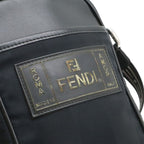 Fendi Pecan Mini Shoulder Bag Pochette Crossbody Nylon Leather Black Silver — view 9