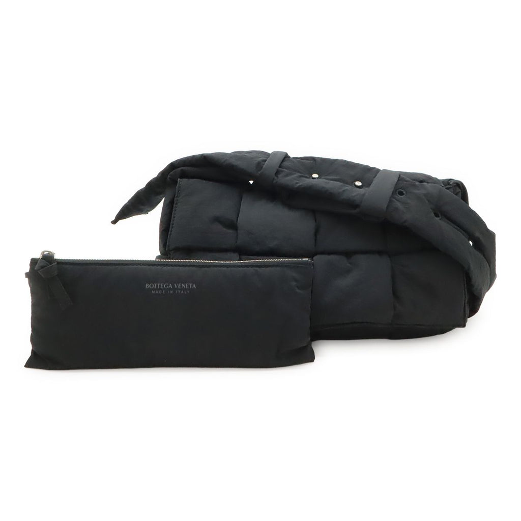 Bottega Veneta Maxi Intrecciato Padded Tech Cassette Shoulder Bag Nylon Black
