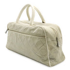 Chanel Sports Line Quilted Logo Mini Boston Bag Canvas Leather Light Gray White — view 2