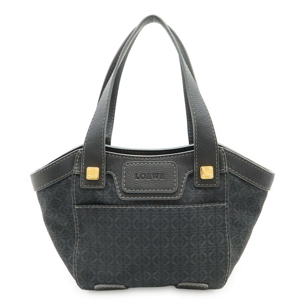Loewe New Line Tote Shoulder Bag Nylon Canvas Dark Gray Gold