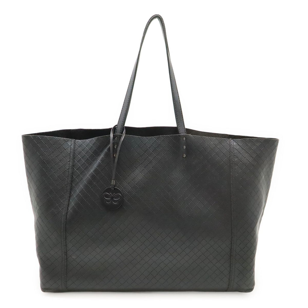Bottega Veneta Intreccio Mirage Tote Shoulder Bag Leather Black