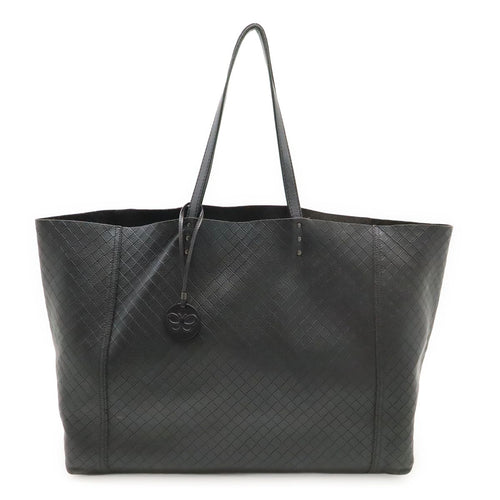 Bottega Veneta Intreccio Mirage Tote Shoulder Bag Leather Black