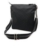 Gucci GG Nylon Shoulder Bag Crossbody Leather Black Gray Silver — view 2