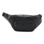 Bottega Veneta Intrecciato Belt Bag Waist Pouch Hip Leather Black