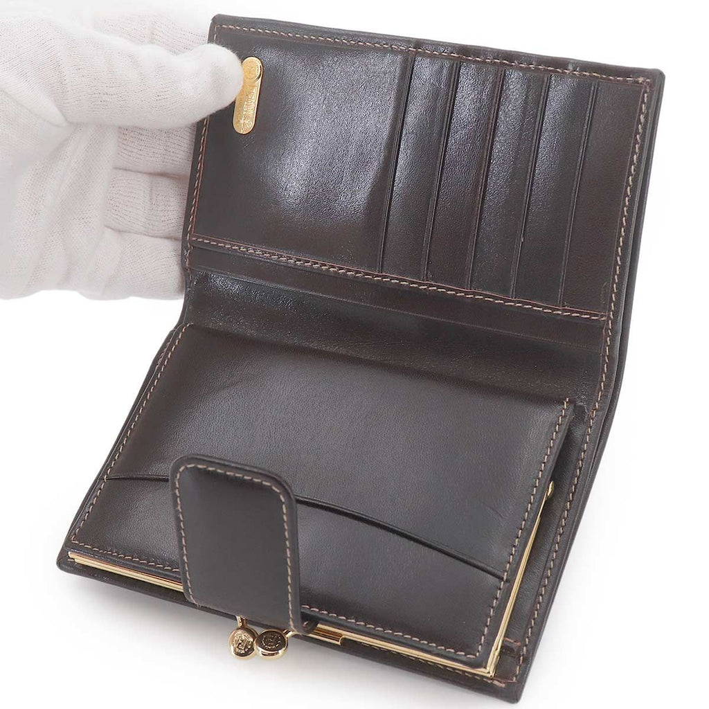 Fendi Zucca Kiss Lock Bifold Wallet Canvas Leather Brown Black 079 Gold — view 6