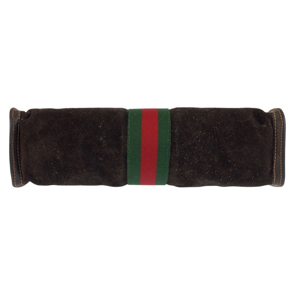 Gucci Vintage Sherry Line Brown Suede Leather 2 Clutch — view 9