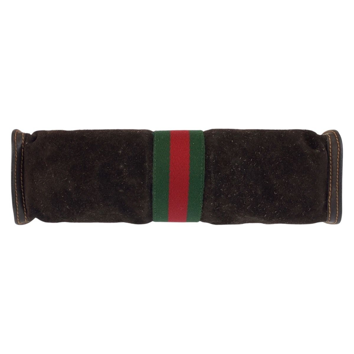 Gucci Vintage Sherry Line Brown Suede Leather 2 Clutch — view 9