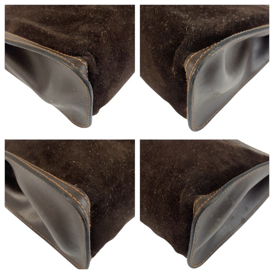 Gucci Vintage Sherry Line Brown Suede Leather 2 Clutch — view 4