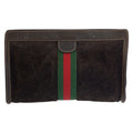 Gucci Vintage Sherry Line Brown Suede Leather 2 Clutch