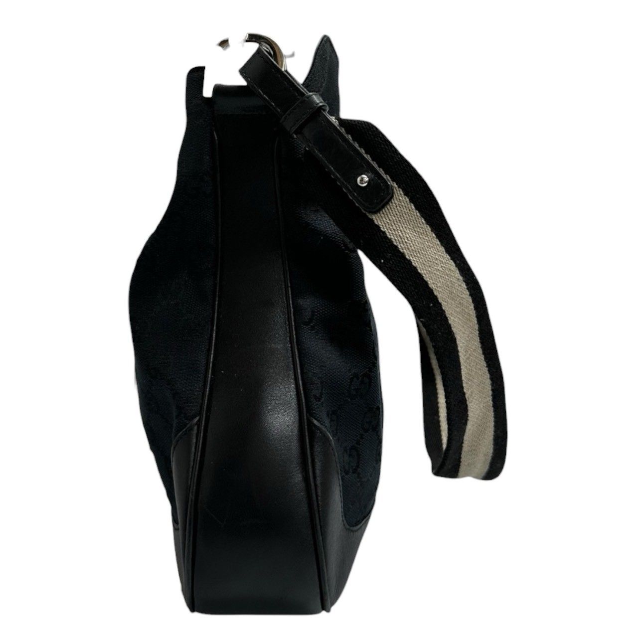 Gucci Bamboo Black Silver GG Canvas Leather Shoulder — view 3